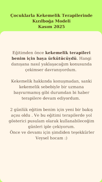 52. Çocuklarla Kekemelik Ter. Kızılboğa Modeli Eğitimi